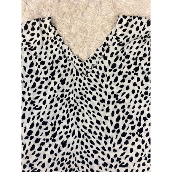 Express Black & White Polka Dot Print Womens Sleeveless Blouse V-neck Size XL - Picture 7 of 10